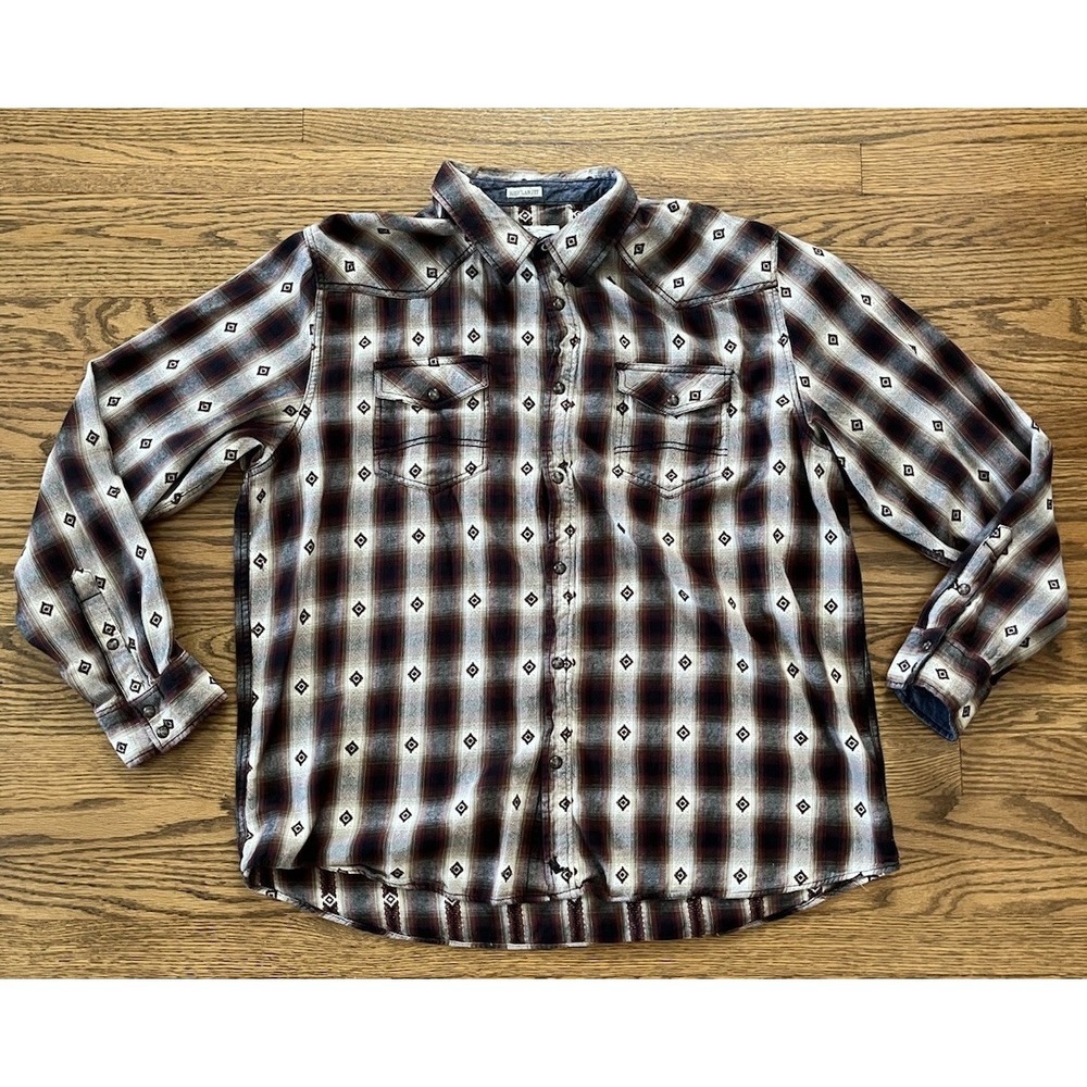 Cody James Aztec Western Flannel Shirt Peal snap buttons Men's XXL 2XL